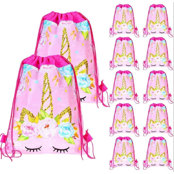 KingTons 12 Pack Unicorn Party Bag, Unicorn Gifts Bags Backpacks Party Favours Bags Drawstring